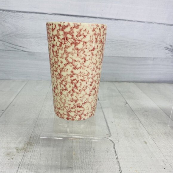 Roseville The Workshop of Gerald Henn ROSE SPONGE Red Spongeware 12 oz Tumbler - Picture 3 of 14